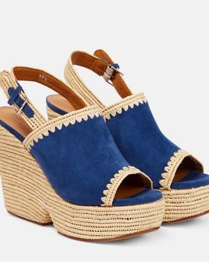 Robert Clergerie Damya Suede Wedge Sandals - Blue