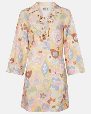 RIXO London Robe Lucien A Imprime - Blanc