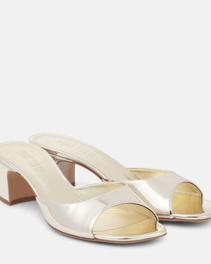 Paris Texas Lara 50 Metallic Leather Mules - Natural
