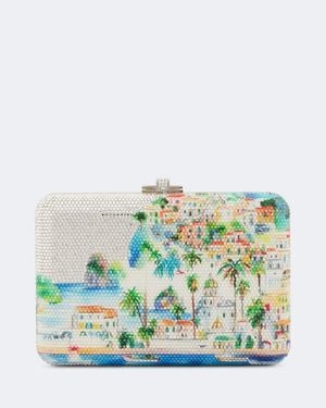 Judith Leiber Clutch Slim Slide Costa Adornado - Blanco