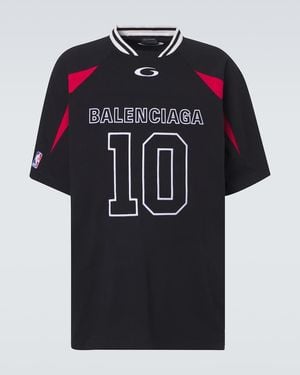 Balenciaga X Nba T-Shirt Aus Baumwoll-Jersey - Schwarz