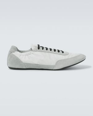 Prada Collapse Re-Nylon And Suede Trainers - Metallic
