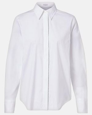 Brunello Cucinelli Monili Cotton-Blend Poplin Shirt - White