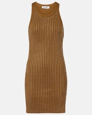 The Attico Embellished Cotton Jersey Minidress - Natural