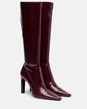 Saint Laurent Francoise 95 Leather Knee-High Boots - Red