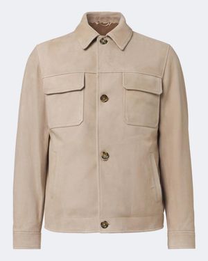 Lardini Suede Blouson Jacket - Natural