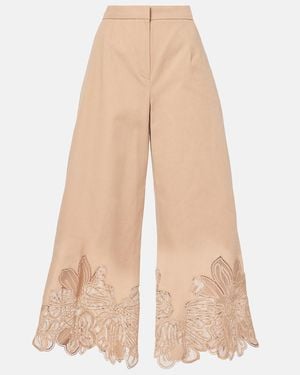 Elie Saab Weite Cropped-Hose Aus Gabardine - Natur