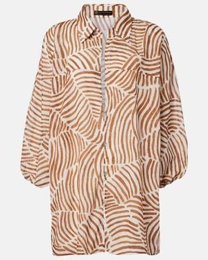 ViX Moana Oversized Printed Cotton Shirt - Natural