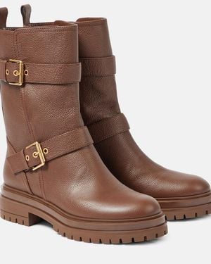 Gianvito Rossi Thiago Leather Biker Boots - Brown