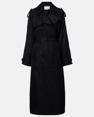 Frankie Shop Veyron Double-Breasted Twill Trench Coat - Black