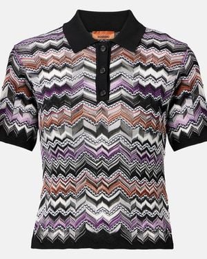 Missoni Zigzag Knitted Polo Shirt - Black