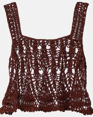 Anna Kosturova Crochet Cotton Crop Top - Purple