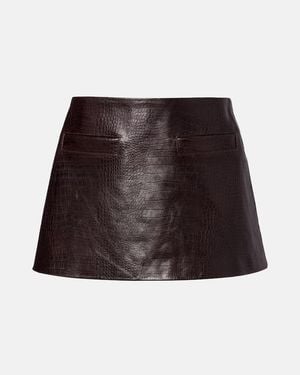 Frankie Shop Rory Croc-Effect Leather Miniskirt - Brown