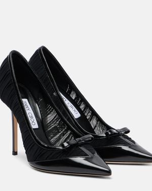 Jimmy Choo Pumps Love 100 Aus Mesh Und Leder - Schwarz
