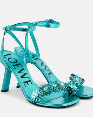 Loewe Paula's Ibiza Sandalen Petal Flower Aus Leder - Blau