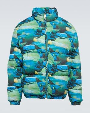 ERL Quilted Printed Down Jacket - Blue