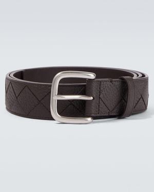 Bottega Veneta Intrecciato Leather Belt - Black