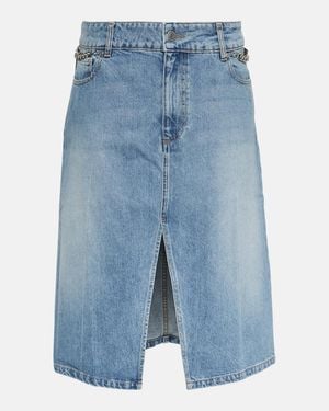 Stella McCartney Iconic Falabella Chain-Link Denim Skirt - Blue