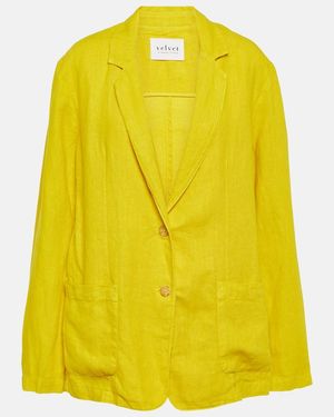 Velvet Cassie Linen Blazer - Yellow