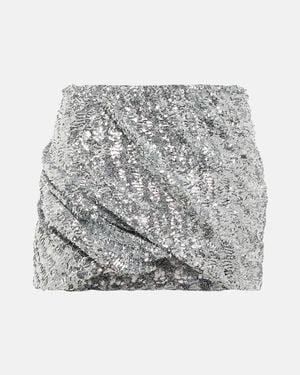 The Attico Sequined Mini Skirt - Gray