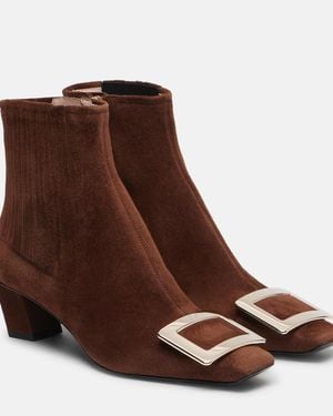 Roger Vivier Belle Vivier 45 Suede Ankle Boots - Brown