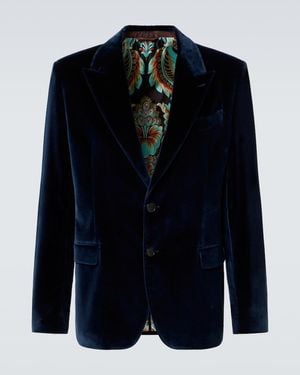 Etro Cotton Velvet Blazer - Blue