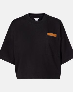 Bottega Veneta Cropped Cotton Jersey T-Shirt - Black