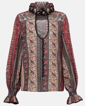 Valentino Paisley Cotton Muslin Blouse - Brown