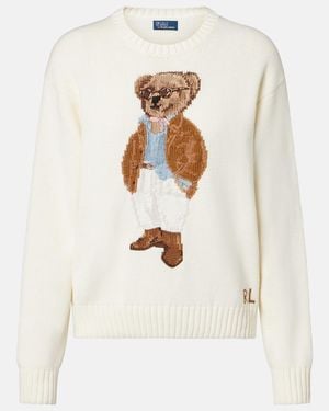 Polo Ralph Lauren Polo Bear Intarsia Cotton Jumper - White