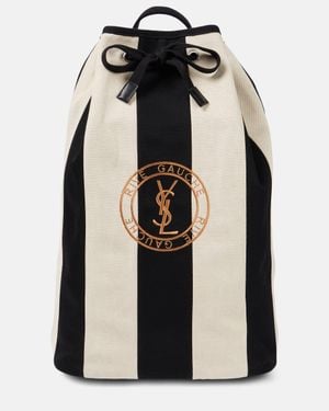 Saint Laurent Rive Gauche Striped Canvas Backpack - Black
