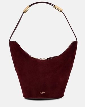 Alaïa Shape Small Suede And Leather Bucket Bag - Red