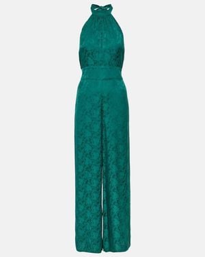 RIXO London Floral Cutout Wide-Leg Jumpsuit - Green