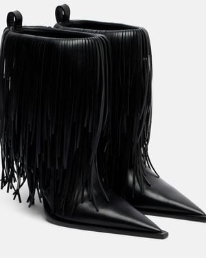 Balenciaga Ankle Boots Avenue Fringe Aus Leder - Schwarz