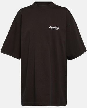 Balenciaga Printed Cotton Jersey T-Shirt - Black
