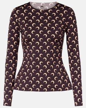 Marine Serre All Over Moon Jersey Top - Brown