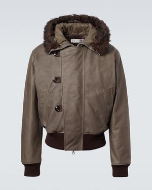 Our Legacy Compel Shearling-Trimmed Leather Jacket - Brown