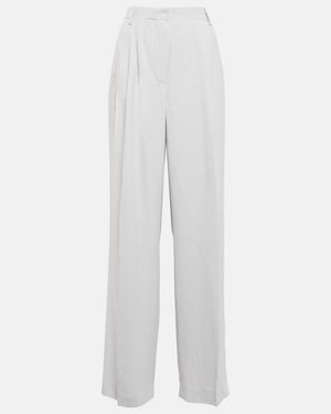 Dries Van Noten Pleated Wide Trousers - White