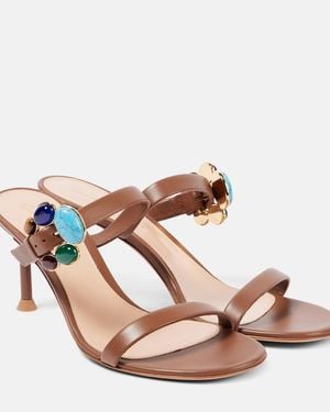 Gianvito Rossi 70 Buckle-Detail Leather Mules - Pink