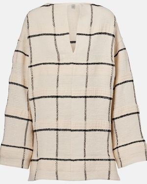 TOTEME Checked Cotton And Linen-Blend Canvas Tunic - Natural