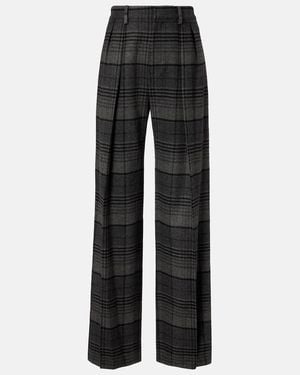 Ralph Lauren Jody Checked Wool Wide-Leg Pants - Black