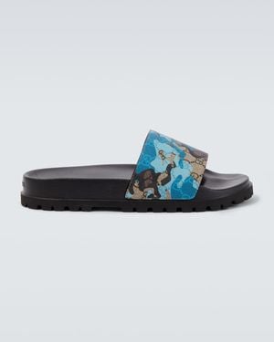 Gucci Gg Canvas Slides - Blue