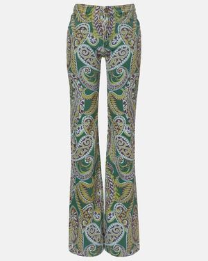 Etro Jeans Bootcut De Tiro Alto Con Paisley - Verde
