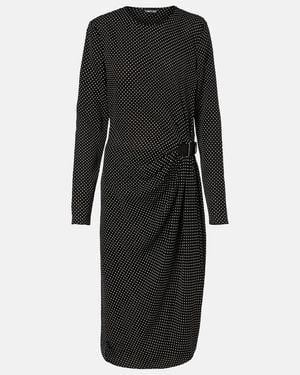 Tom Ford Polka-Dot Silk Midi Dress - Black