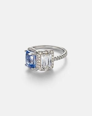 Suzanne Kalan 18Kt (750/1000) Ring With Diamonds And Sapphire - White