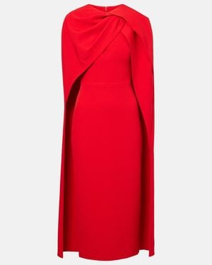 Safiyaa Cape-Detail Midi Dress - Red