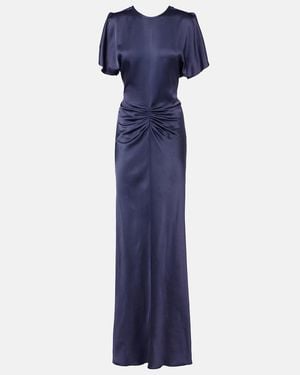 Victoria Beckham Isabella Gathered Satin Gown - Blue