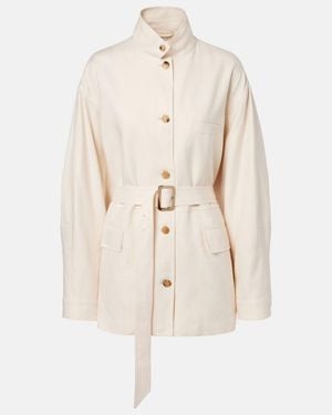 Loro Piana Belted Linen And Wool Jacket - Natural