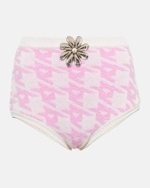 Area Embellished Houndstooth Shorts - Pink