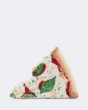 Judith Leiber Clutch Pizza Margherita Adornado - Blanco