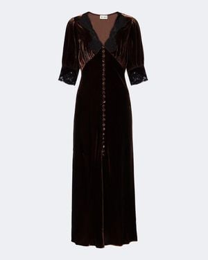 RIXO London Simone Lace-Trimmed Velvet Midi Dress - Black